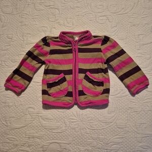Tea Collection girls 6-12 months striped zip up sweater GUC 2 tiny dots